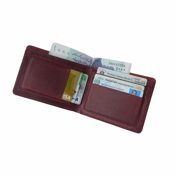 Mens Genuine Vintage Leather Wallet-CRIMSON RED S3