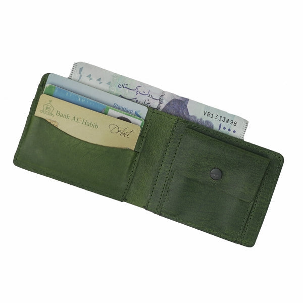 Mens Genuine Vintage Leather Wallet-OLIVE GREEN