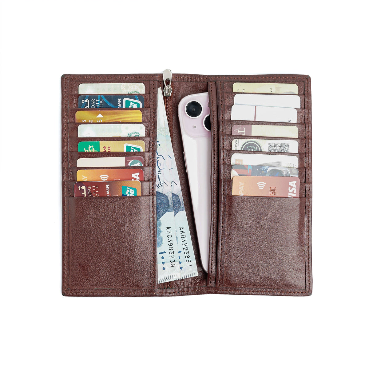 Executive Leather Long Wallet - Vintage Brown