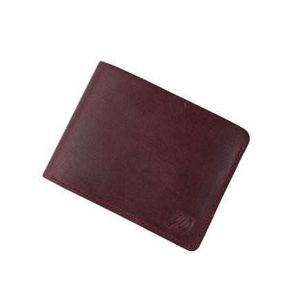 Mens Genuine Vintage Leather Wallet-CRIMSON RED S3