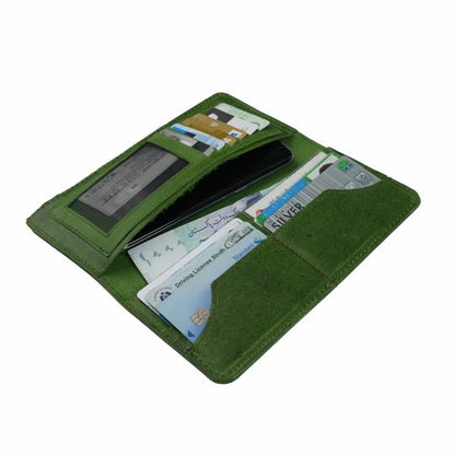 Slim Vintage Long Leather Travel Wallet For Mobile/Credit Cards OLIVE GREEN