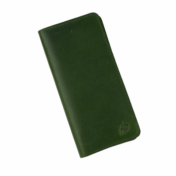 Slim Vintage Long Leather Travel Wallet For Mobile/Credit Cards OLIVE GREEN