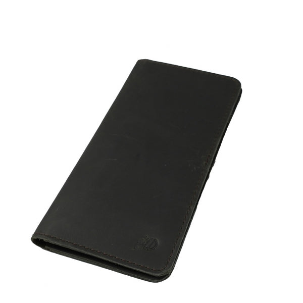 Genuine Vintage Leather Travel Mobile Long Wallet-CHARCOAL BLACK