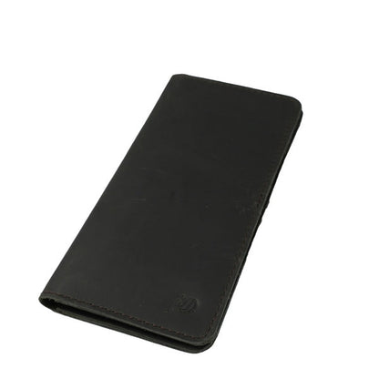 Genuine Vintage Leather Travel Mobile Long Wallet-CHARCOAL BLACK