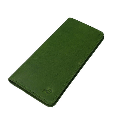 Genuine Vintage Leather Travel Mobile Long Wallet OLIVE GREEN