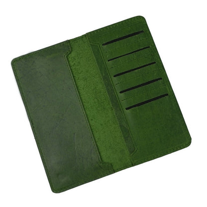 Genuine Vintage Leather Travel Mobile Long Wallet OLIVE GREEN