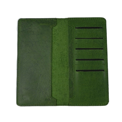 Genuine Vintage Leather Travel Mobile Long Wallet OLIVE GREEN