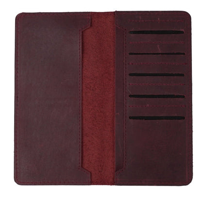 Genuine Vintage Leather Travel Mobile Long Wallet CRIMSON RED