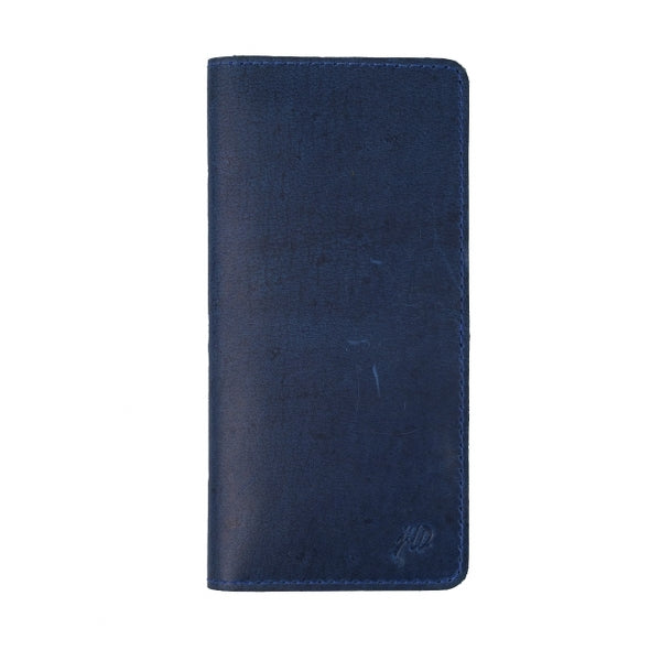 Genuine Vintage Leather Travel Mobile Long Wallet BLUE BERRY