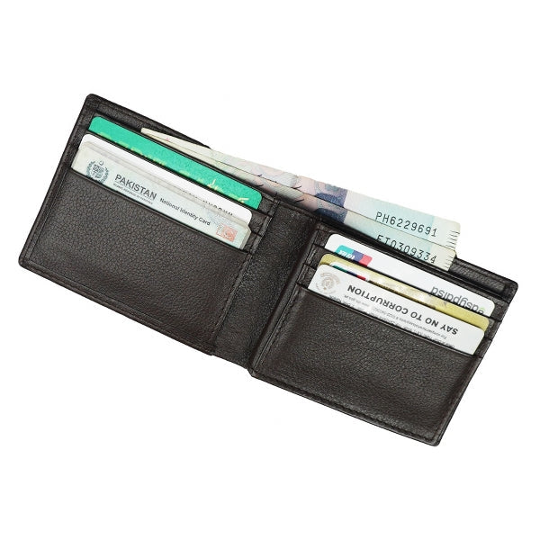 Ultra Slim Bi-fold ID Card Window Butter Soft Cow Leather Mens Wallet