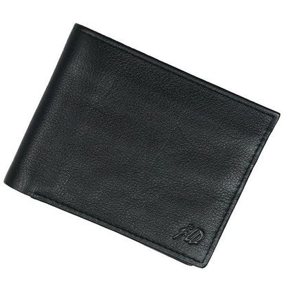 Ultra Slim Bi-fold ID Card Window Butter Soft Cow Leather Mens Wallet