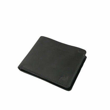 Mens Genuine Vintage Leather Wallet-CHARCOAL BLACK S3