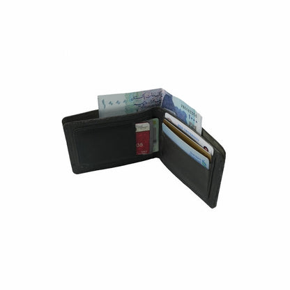 Mens Genuine Vintage Leather Wallet-CHARCOAL BLACK S3