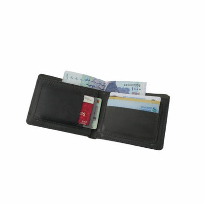 Mens Genuine Vintage Leather Wallet-CHARCOAL BLACK S3