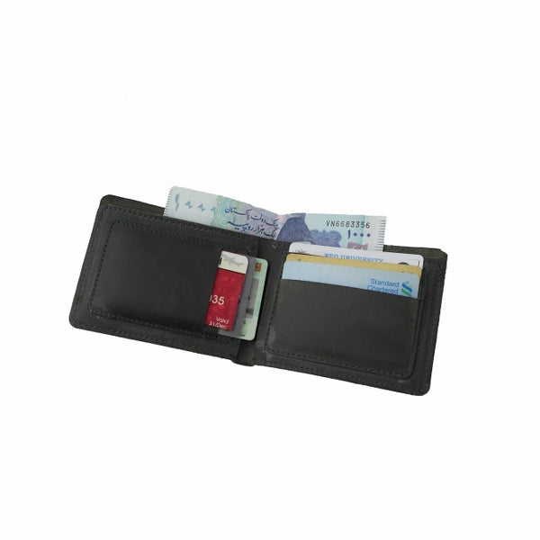Mens Genuine Vintage Leather Wallet-CHARCOAL BLACK S3